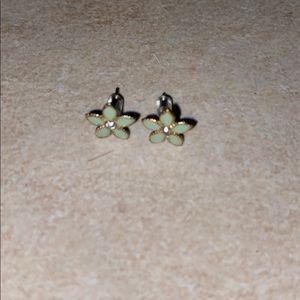 Mint, flower earrings